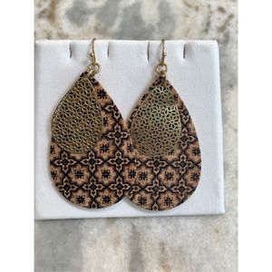 Brown and Gold Cork Earrings #fall #cork earrings